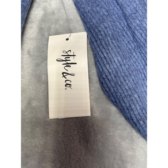 Style & Co Womens 1X Blue V-Neck Long Sleeve Sweater Top  Viscose & Polyester - Picture 5 of 16